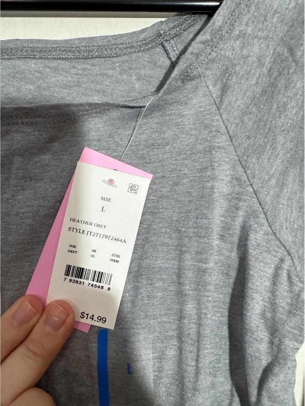 Modern Lux Womens LA Off Shoulder Long Sleeve Graphic Shirt XS Heather Gray NWT - Picture 3 of 4